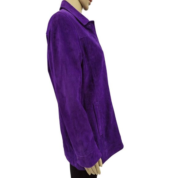 Terry Lewis Purple Genuine Leather Jacket Classic Luxuries Womens Coat With Extr - Picture 2 of 11